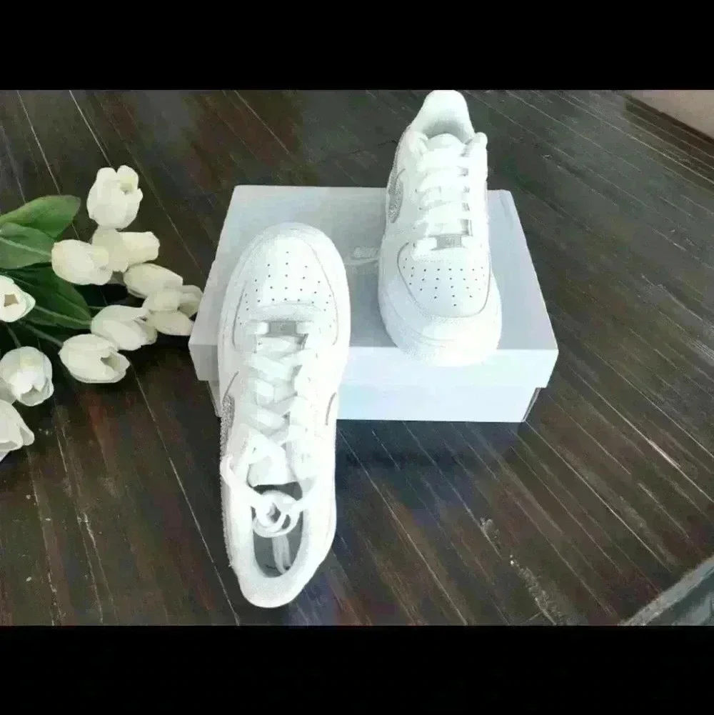 Bling Womens Nike Air Force 1 White Sneakers Shoes made with Swarovski C… - Picture 8 of 8